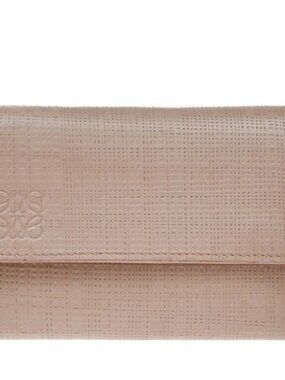 LOEWE Logo Anagram Trifold Wallet Embossing Leather Pink Spain GHW 65KD398